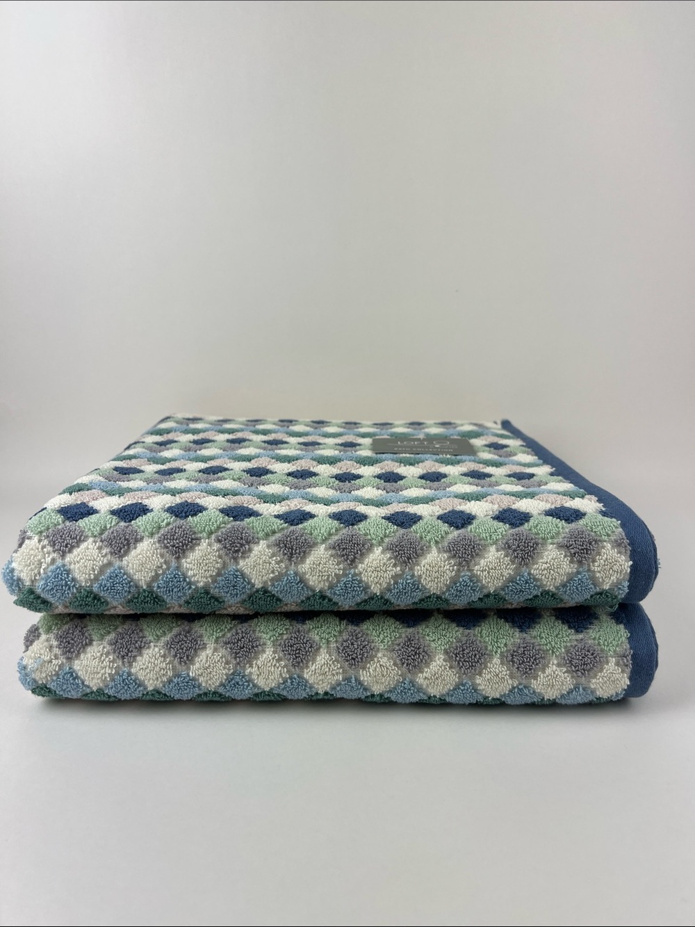 LOFT by Loftex Bath Towels Multi Color Geometric Diamond Soft Cotton 2 Pc NEW